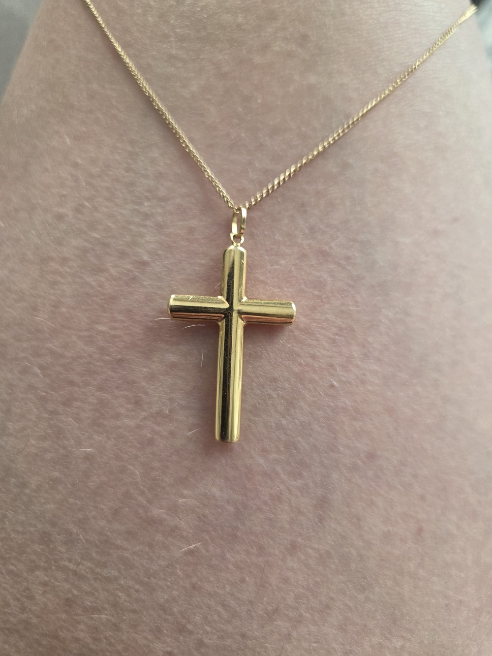 14k Gold Cross Pendant Necklace , 14k Gold Chain